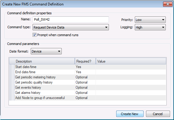 Create New FMS Command Definition